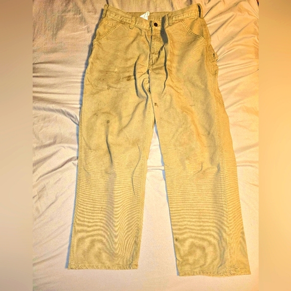 Carhartt B11 DES Dungaree Fit Canvas Duck Work Carpenter Pants Sz 34X32 - Picture 1 of 5